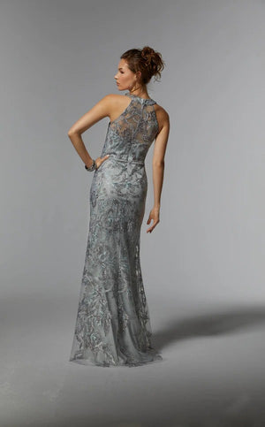 Trumpet/Mermaid Halter Floor-Length Tulle Lace Mother of the Bride Dress With Sequins Beading