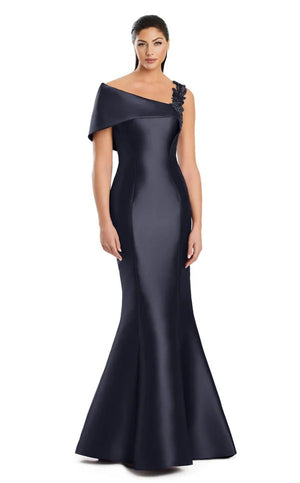 A-line Asymmetrical Off the Shoulder Floor-Length Satin Mother Of The Bridesmaid Dress Prom Dresses