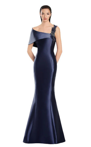 A-line Asymmetrical Off the Shoulder Floor-Length Satin Mother Of The Bridesmaid Dress Prom Dresses