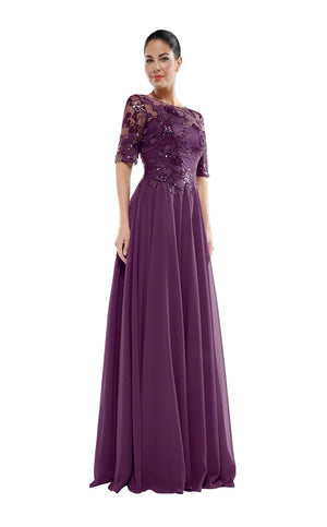 A-line Scoop Floor-Length Lace Chiffon Mother of the Bride Dress With Sequins
