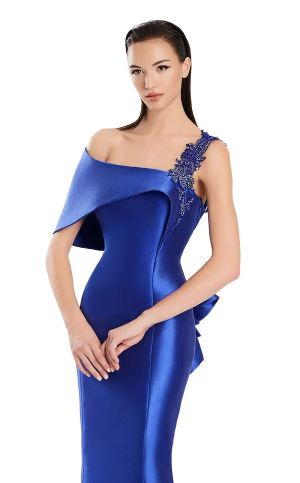 A-line Asymmetrical Off the Shoulder Floor-Length Satin Mother Of The Bridesmaid Dress Prom Dresses