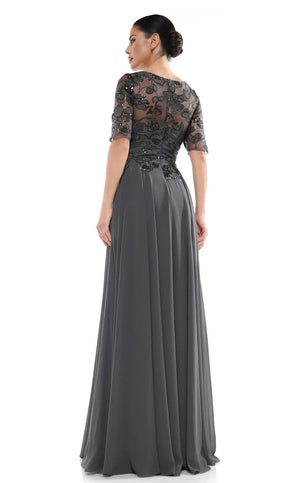 A-line Scoop Floor-Length Lace Chiffon Mother of the Bride Dress With Sequins