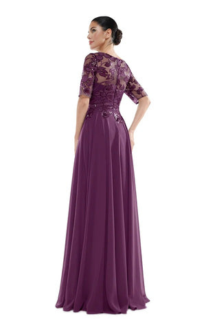 A-line Scoop Floor-Length Lace Chiffon Mother of the Bride Dress With Sequins