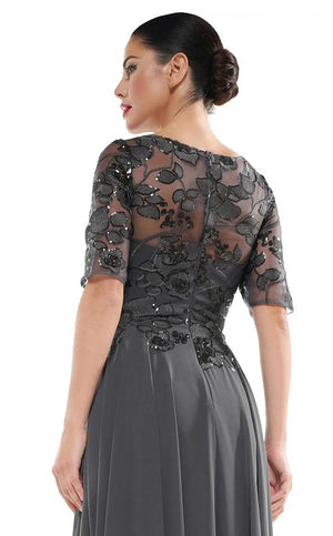 A-line Scoop Floor-Length Lace Chiffon Mother of the Bride Dress With Sequins