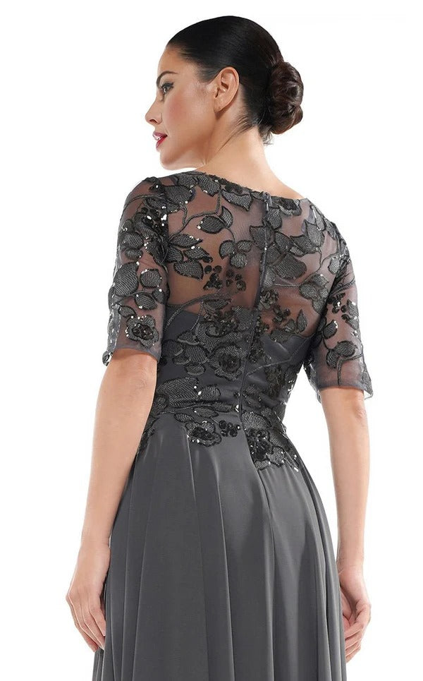 A-line Scoop Floor-Length Lace Chiffon Mother of the Bride Dress With Sequins