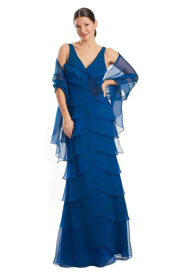 Trumpet/Mermaid V-Neck Floor-Length Chiffon Bridesmaid Dress With Ruffle