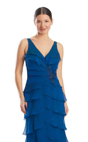 Trumpet/Mermaid V-Neck Floor-Length Chiffon Bridesmaid Dress With Ruffle