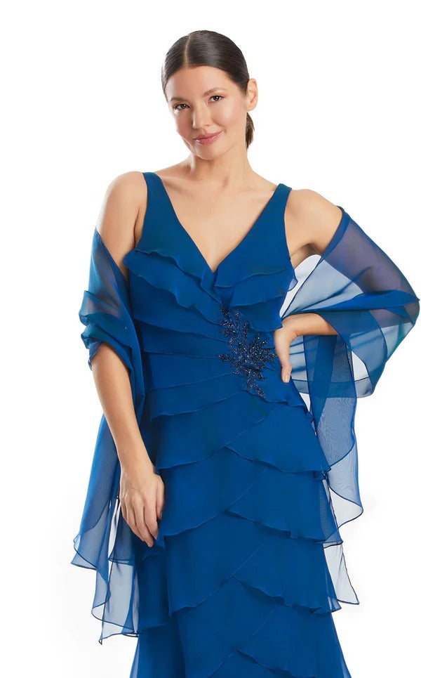 Trumpet/Mermaid V-Neck Floor-Length Chiffon Bridesmaid Dress With Ruffle
