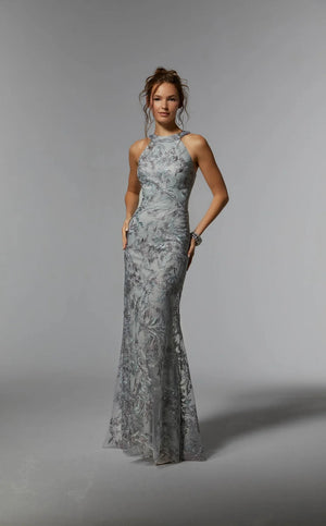 Trumpet/Mermaid Halter Floor-Length Tulle Lace Mother of the Bride Dress With Sequins Beading