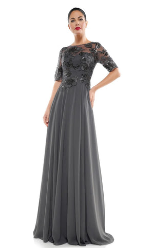 A-line Scoop Floor-Length Lace Chiffon Mother of the Bride Dress With Sequins