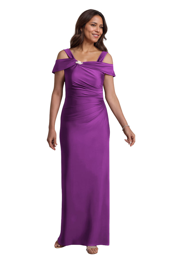 Trumpet/Mermaid Cold Shoulder Square Satin Mother of the Bride Dress