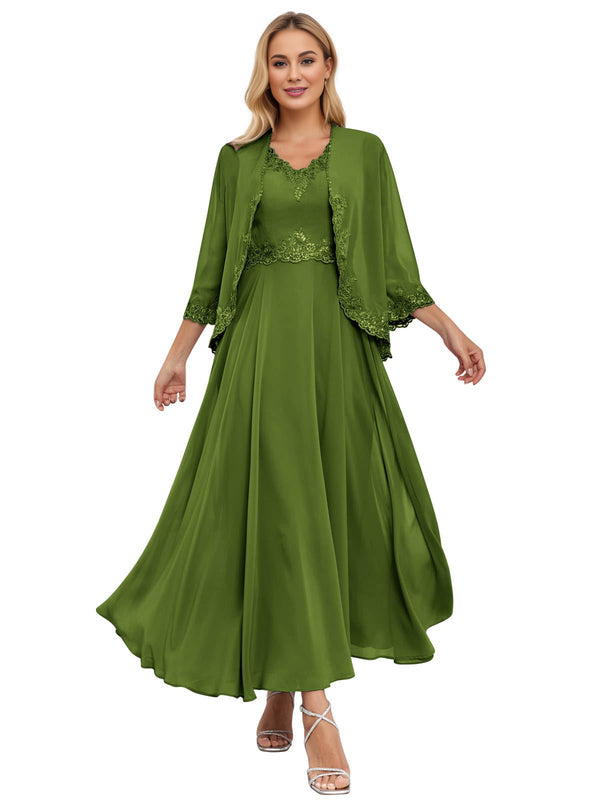 A-line Scoop Knee-Length Lace Chiffon Mother of the Bride Dress With Sequins