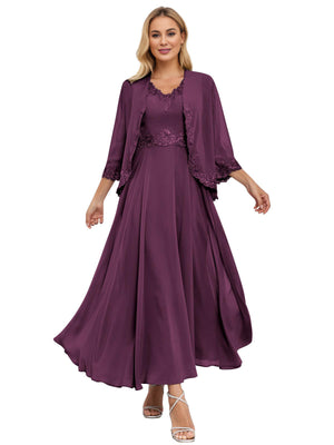 A-line Scoop Knee-Length Lace Chiffon Mother of the Bride Dress With Sequins
