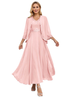 A-line Scoop Knee-Length Lace Chiffon Mother of the Bride Dress With Sequins