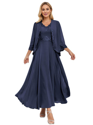 A-line Scoop Knee-Length Lace Chiffon Mother of the Bride Dress With Sequins