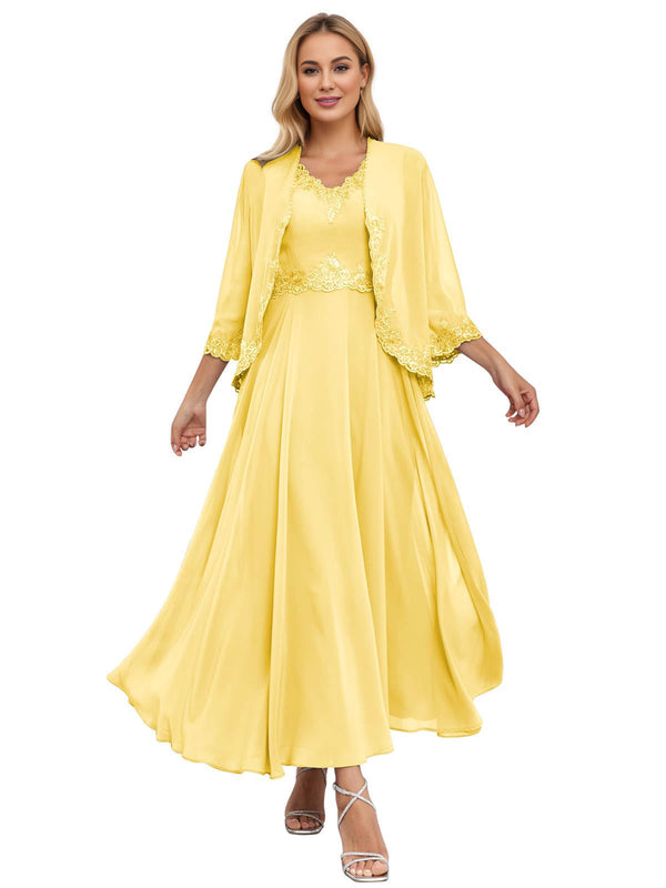 A-line Scoop Knee-Length Lace Chiffon Mother of the Bride Dress With Sequins