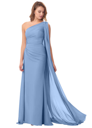 Mermaid One Shoulder Floor-Length Chiffon Mother of the Bride Dress With Pleated Beading